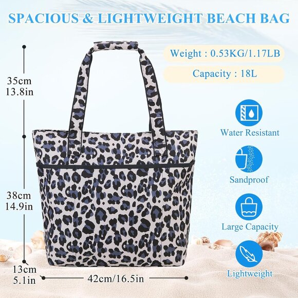 Women's Leopard Large Lightweight Zipper Travel Totes Separation Bags - Picture 2 of 7